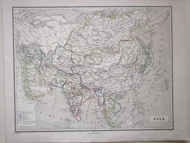 1867 ASIA etching Asia India Thailand Malaysia China Japan Vietnam Southeast