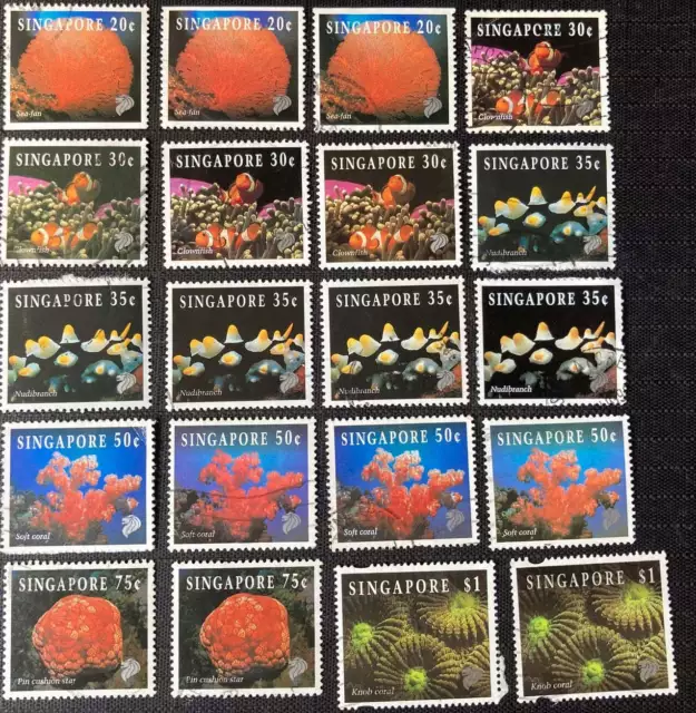 SINGAPORE 1994 reef life large selection up to $1 USED