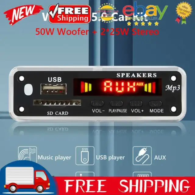 2 X 25W Stereo MP3 WMA Decoder Board Color Screen USB TF FM Radio Module for Car
