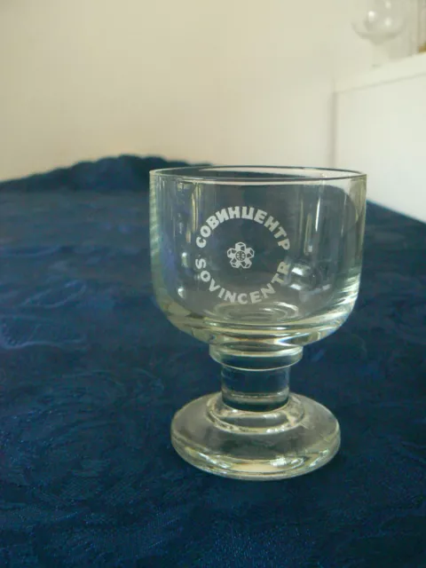 Rare Ancien Verre Vodka Russe Pied Publicitaire Vintage Collection Bistrot Bar