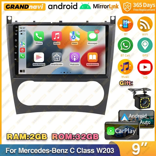 For Mercedes-Benz C Class W203 GPS Navi 9" 32G Android Car Radio CarPlay Stereo