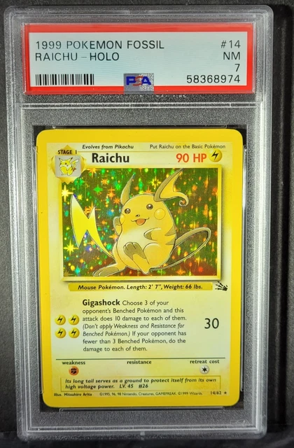 PSA 7 Raichu Fossil Holo NM Pokémonkarte WOTC 1999