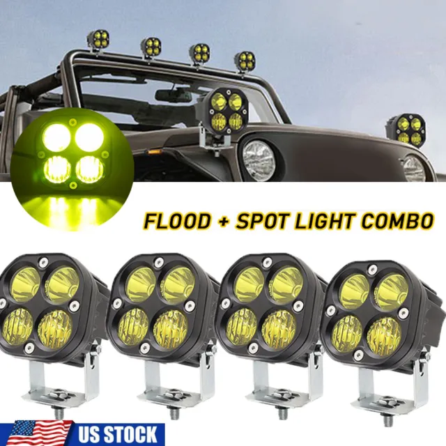 4X 3inch 80W LED Cube Pods Work Light Bar Spot Flood Driving Fog Lamp Offroad