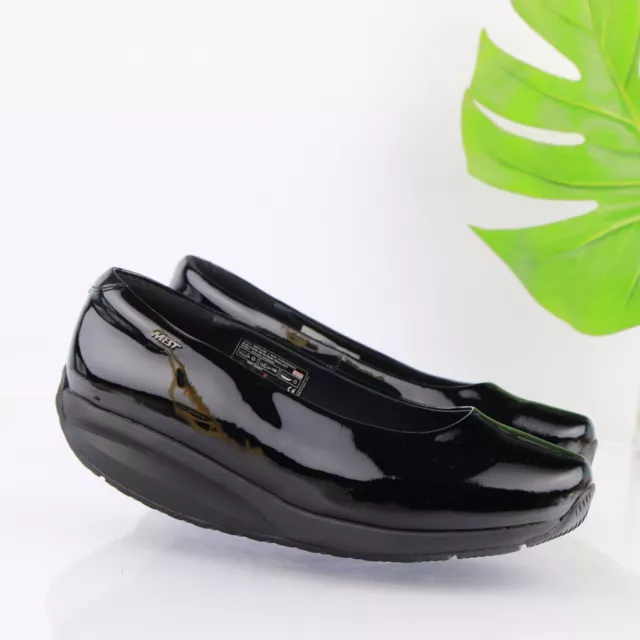 MBT Women's Hani 6S Ballet Shoe Size 10 Black Patent Rocker Sole Platform Flat