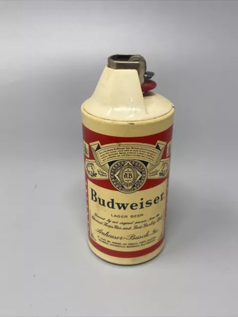 Vintage 1970's Budweiser Beer Can Cigarette Lighter - Cricket Gillette  WORKS