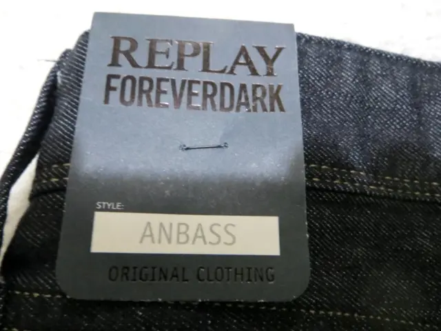 Replay "Anbass" Bnwt Forever Dark Stretch Slim Mens Jeans L32". W30" 2