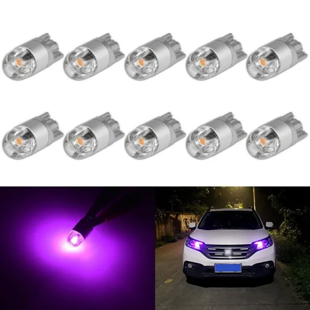 10 * Canbus T10 194 168 W5W 3030 2 LED SMD Purple Car Side Wedge Light Lamp-Bulb