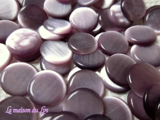 Lot de 100 cabochons en verre oeil de chat couleur parme, mauve diamètre 12mm