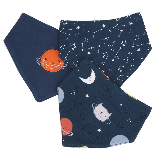 (Space)Drool Bib Baby Bib 3Pcs Durable Fashionable For Baby For 3-24 Months