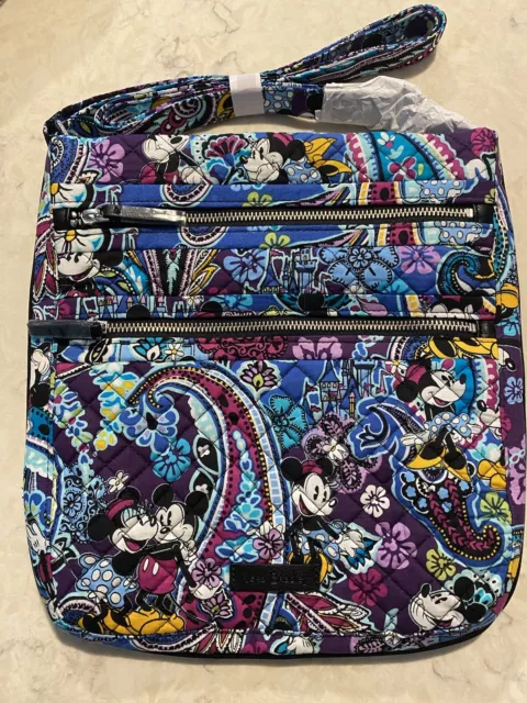 VERA BRADLEY Triple Zip Crossbody Mickey's Paisley Celebration Disney Mouse NWT