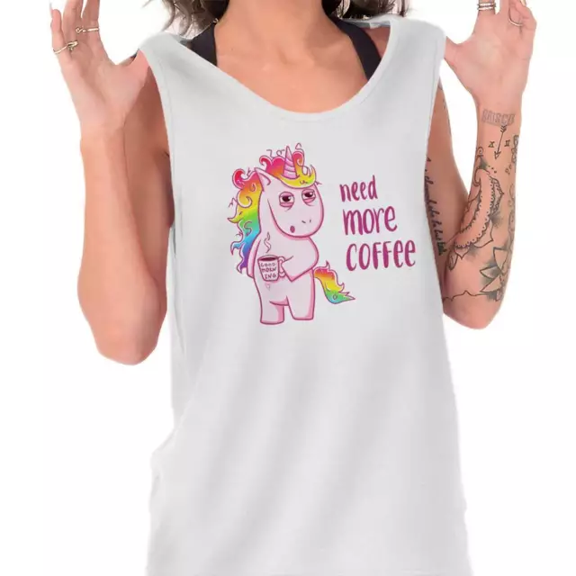 Need More Coffee Funny Unicorn Magical Gift Womens Tank Top Sleeveless T-Shirt