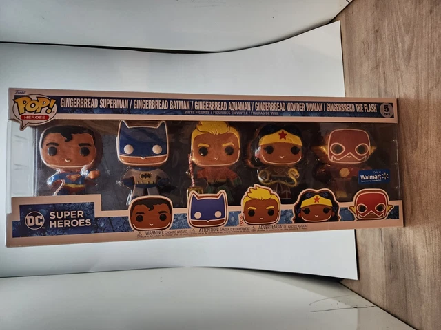 Funko Pop! Gingerbread DC Super Heroes 5 pack Superman, Batman, Flash Walmart