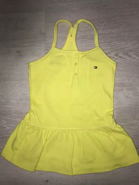 Mädchen Tommy Hilfiger Kleid Gr. 74/ 80 gelb Träger Shirt Baby 9-12Monate wNeu