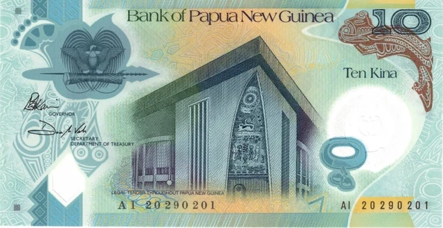 10 Kina Papua New Guinea Uncirculated. 10 Kina Banknote single bill 2020 Polymer