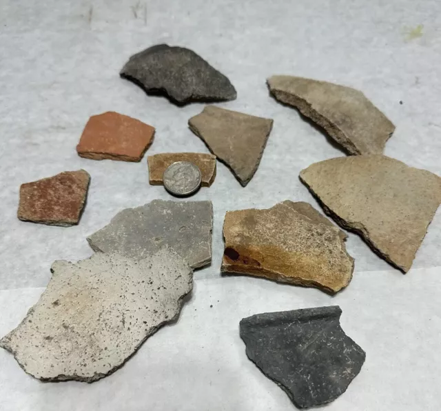 Pre Columbian ANCIENT NATIVE AMERICAN POTTERY SHERDS (10) - White Mtn. AZ