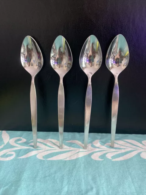 4 Oneida Community SATINIQUE "OLDER" Stainless Flatware Teaspoons