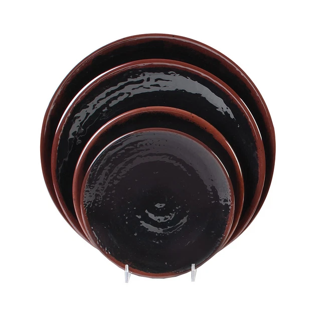 Thunder Group 1708TM 8-1/4" Diameter Tenmoku Pattern Melamine Plate - 1 Doz