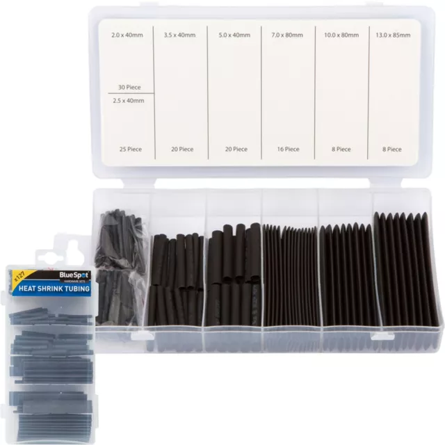BlueSpot 127pc Cable Tube Sleeving Wire Wrap Electrical Heat Shrink Tubing Set