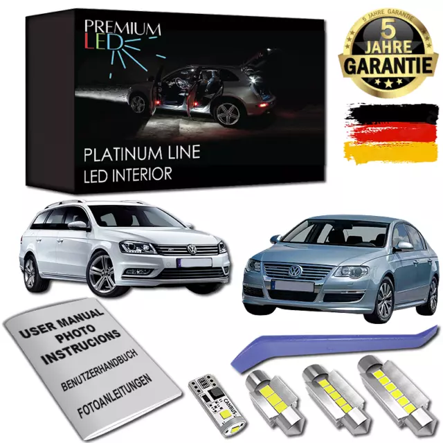 VW Passat B6 B7 LED Innenraumbeleuchtung Premium Set 9 SMD Weiss Canbus