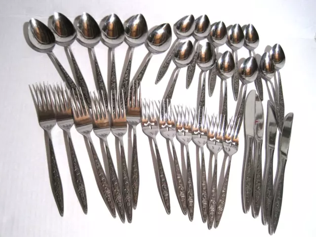 33 Piece Vtg Flatware Set SANTIAGO ECKO ETERNA Silver Fork Spoon Knife Stainless