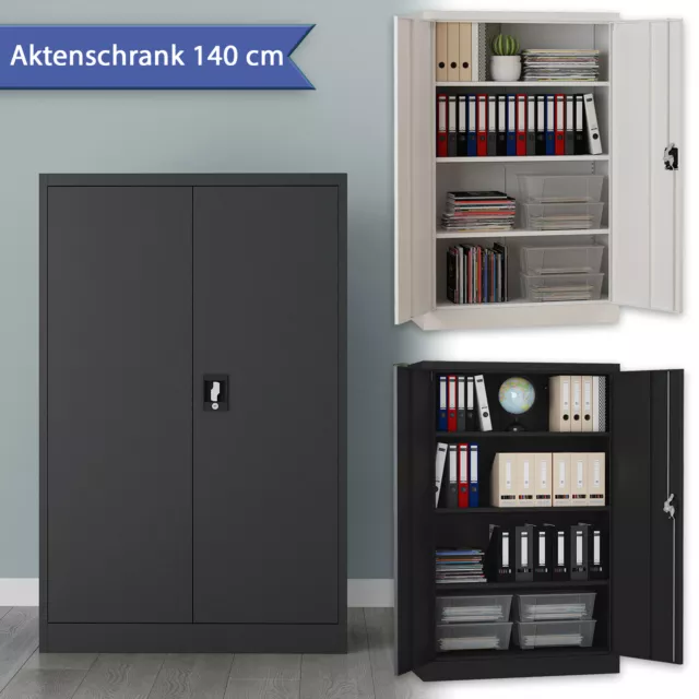 MIDORI® Aktenschrank Büroschrank Metallschrank Stahlschrank Lagerschrank 140 cm