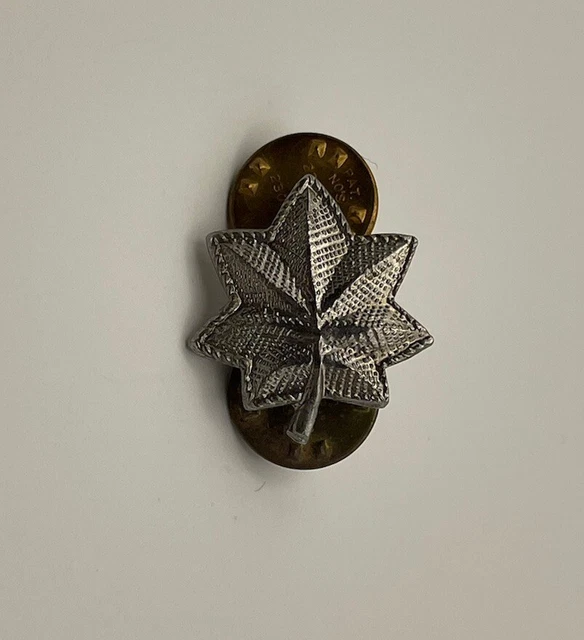 WWII US ARMY Military Lt Colonel Rank Pin Silver Oak Leaf Sterling ...
