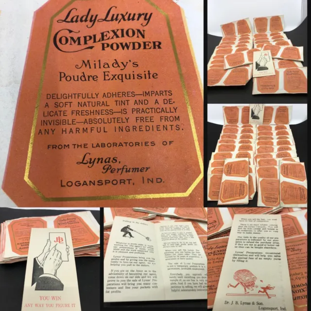 1920s Advertising Labels LADY LUXURY Complexion Powder -Dr. J B Lynas 100 labels