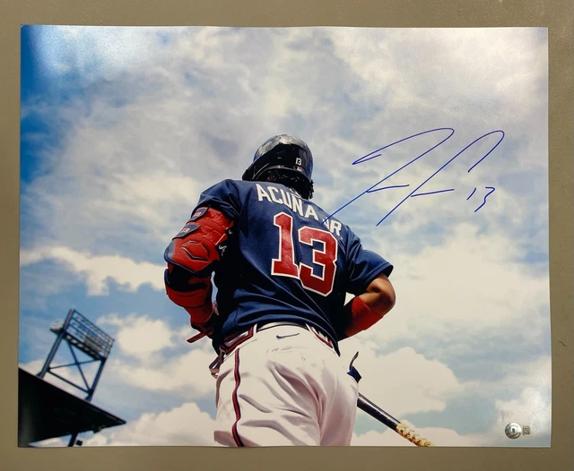 Ronald Acuna Jr Signed Atlanta Braves 16x20 On Deck Photo AUTO BAS Hologram
