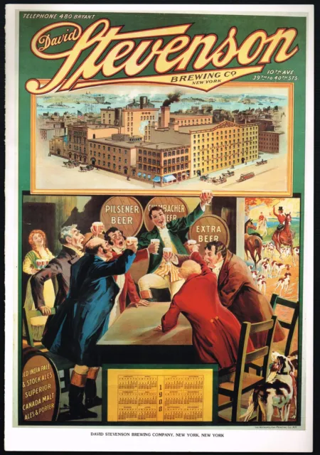 Vintage David Stevenson Brewery Beer Bar Decor Art Ad Poster Print