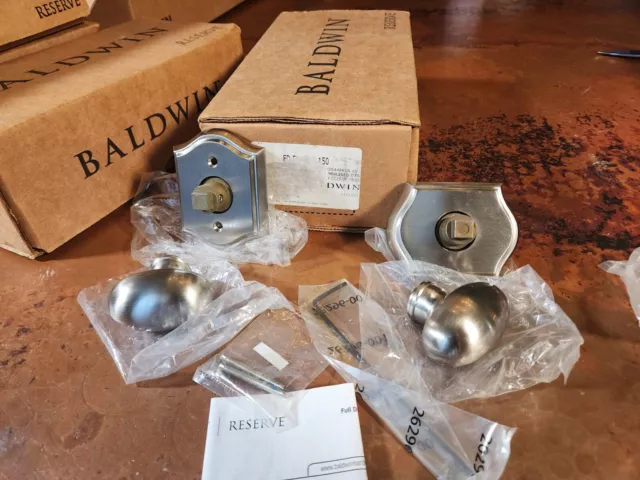 Baldwin Ellipse Non-Turning Two-Sided Dummy Door Knob Set with Arch Rose Satin