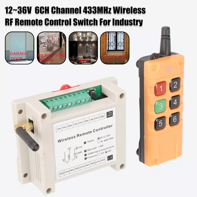 Long Range DC12V 24V 1CH RF Industrial Wireless Remote Control Relay Switch Door