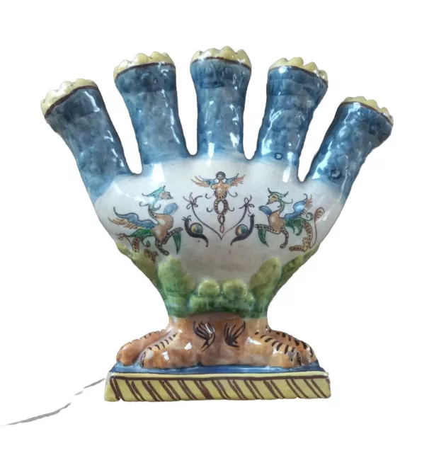 Antique Porcelain Egisto Fantechi TULIP Vase Italy, claws base 9"x9"x2.5"