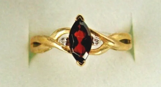 10K Solid Yellow Gold GARNET Diamond Multi Birthstone Engagement Ladies Ring