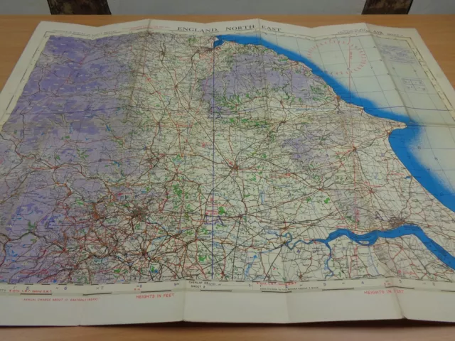 WW2 (1942) RAF map of "ENGLAND, NORTH EAST" (YORK, MIDDLESBROUGH, LEEDS, HULL)