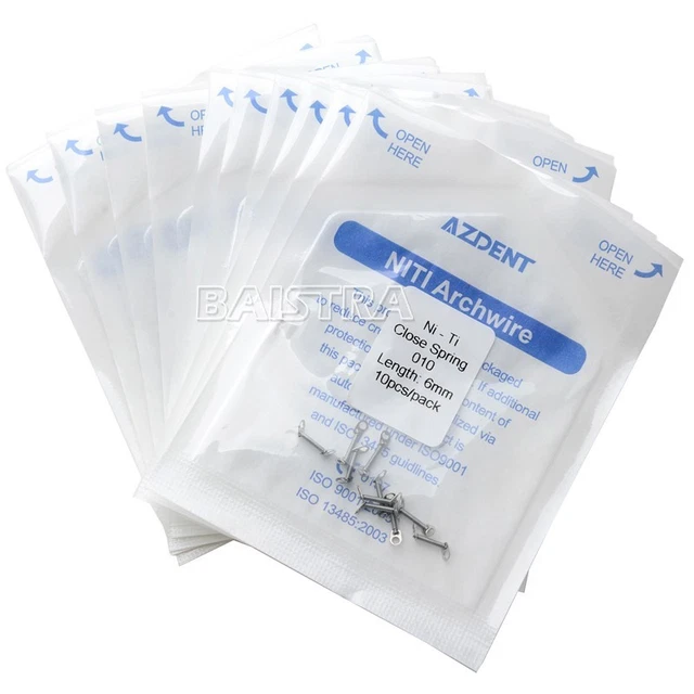 10 Packs Dental Orthodontic Closed Coil Spring 0.010"6 MM  AZDENT 10 Pcs/Pack