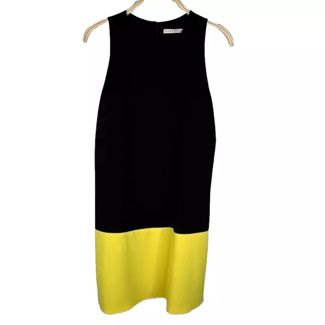 Alice + Olivia Black and Lemon Colorblock Dorma Tank Shift Dress Sz M