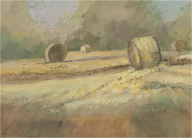 Keith Johnson (1931-2018) - 2017 Watercolour, Bales of Hay