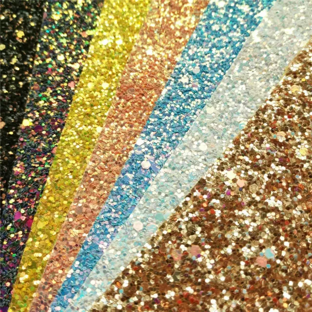 Glitter Vinyl Fabric Holographic Ultra Chunky PU Leather Sewing Fabric DIY Craft 3