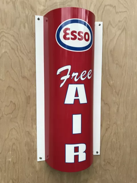 Esso Exxon Free Air Curved Metal  Gasoline Gas sign Pump Oil WOW!!!