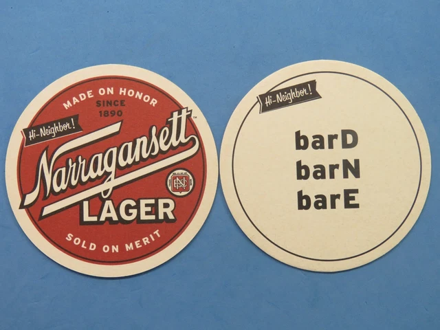 Beer Bar Coaster ~ NARRAGANSETT Brewery Lager ~ Rhode Island ~ BarD BarN BarE