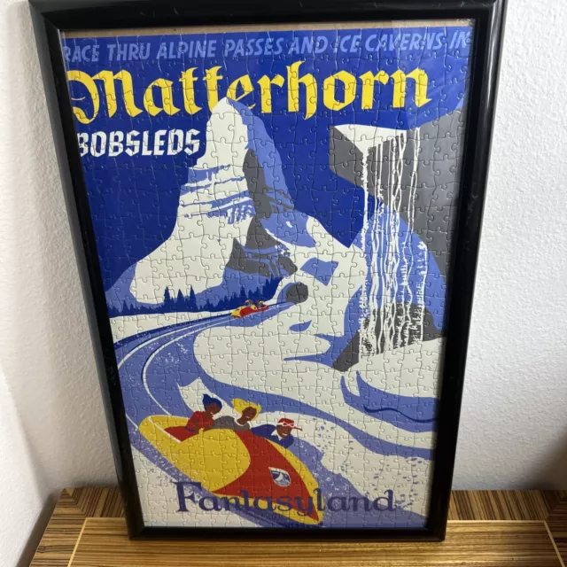 DISNEYLAND "Matterhorn Bobsleds" 1959 Fantasyland Attraction Puzzle/Poster Frame