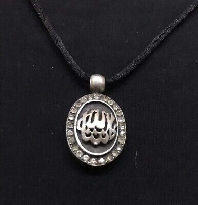 Rare Vintage 925 Sterling Silver CZ Pendant Islamic 3D Applique Talisman Amulet