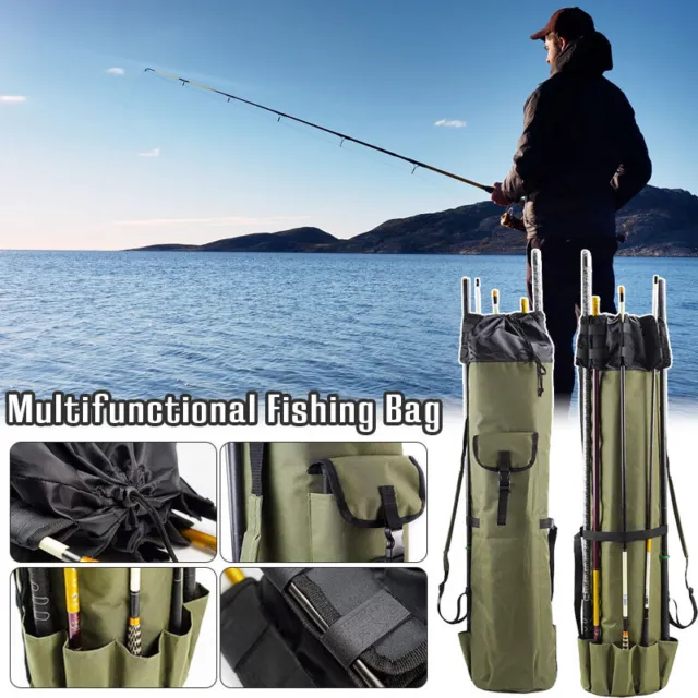 CYLINDER FISHING BAG Outdoor Organizer Fishing Rods Pole Bag Tackle Storage  Bag $42.15 - PicClick AU