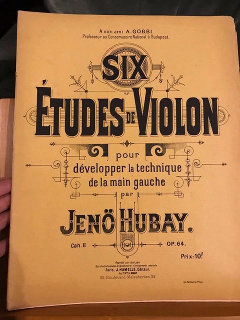 Jenö Hubay Six études pour la main gauche partition violon éd. Hamelle vol. 2