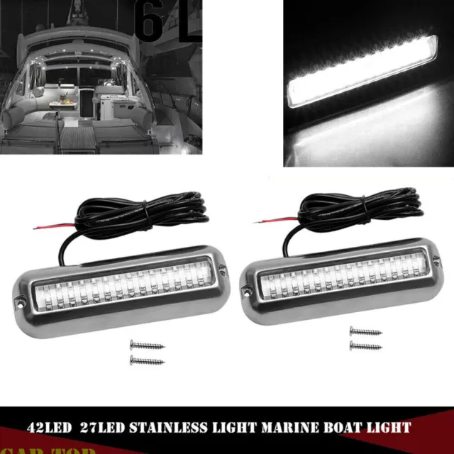 2x White 42LED Boat Light Underwater Marine Transom Tail Lamp Stainless Steel