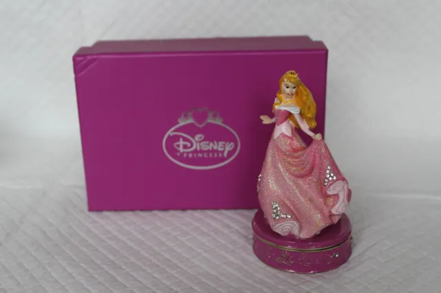 Boxed Disney Princess D1101 Aurora Sleeping Beauty Hinged 11cm Trinket Box - VGC