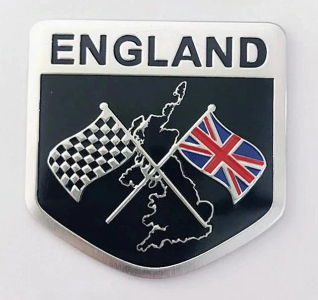 ENGLAND ALUMINIUM METAL Car Badge Adhesive Shield Uk Stock London