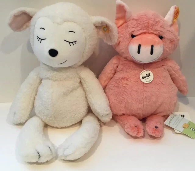 STEIFF Happy Farm Piggilee Pig Plush & Sugar Lamm Friends Super Soft Cuddly New!