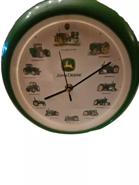 John Deere Tractor 13" Wall Clock Tractor Sounds On The Hour! TESTED WORKS VTG