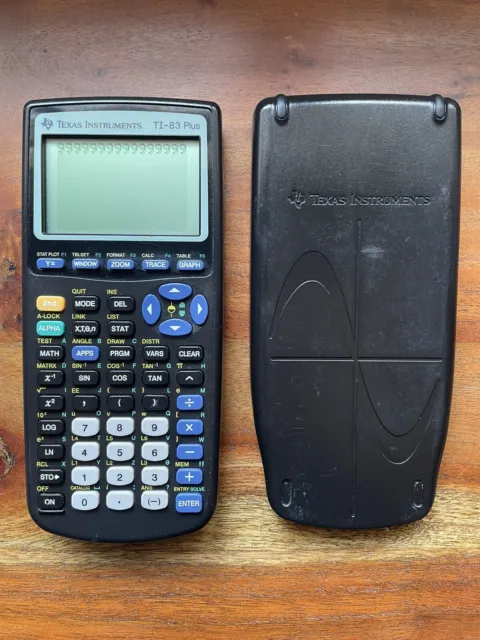 Texas Instruments TI-83 Plus Graphing Black Calculator W Cover Tested Works